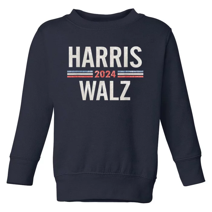 Harris Walz Waltz 2024 Vintage Style Kamala Harris Tim Walz Toddler Sweatshirt