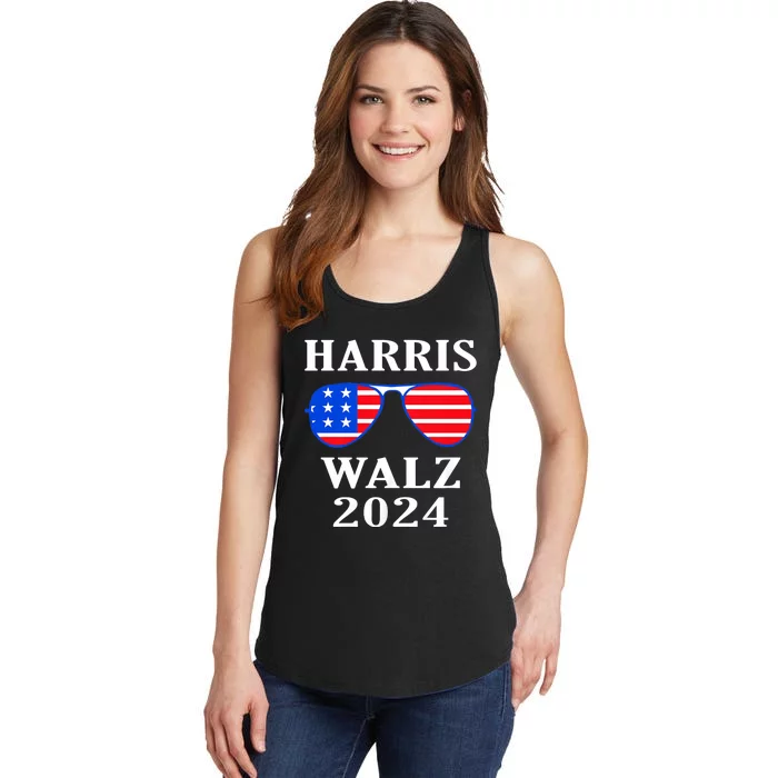 Harris Walz Waltz 2024 Kamala Harris Waltz American Flag Ladies Essential Tank