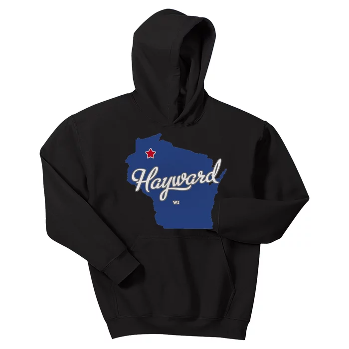 Hayward Wisconsin WI Map Kids Hoodie