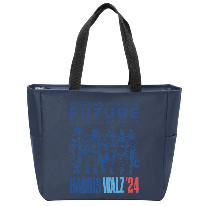 Harris Walz Waltz 2024 Harris Walz Future Button Election Gift Zip Tote Bag