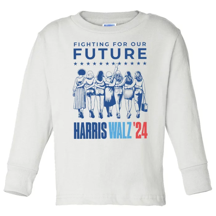 Harris Walz Waltz 2024 Harris Walz Future Button Election Gift Toddler Long Sleeve Shirt