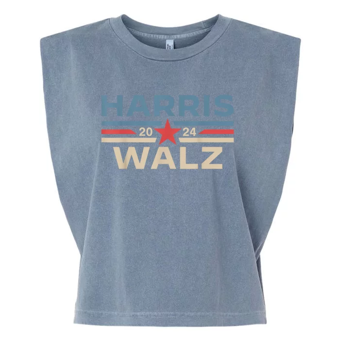 Harris Walz Waltz 2024 Vintage Style Kamala Harris Tim Walz Garment-Dyed Women's Muscle Tee