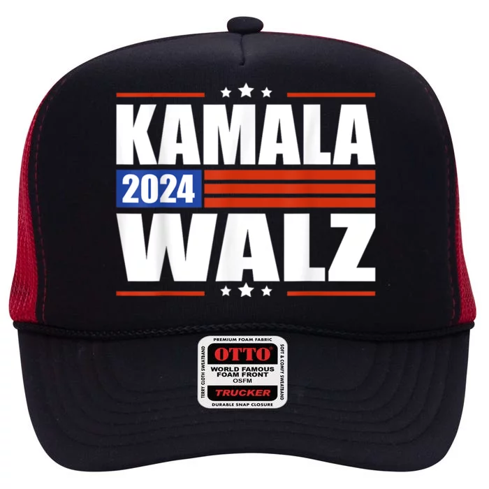 Harris Walz Waltz 2024 Vintage Style Kamala Harris Tim Walz High Crown Mesh Trucker Hat