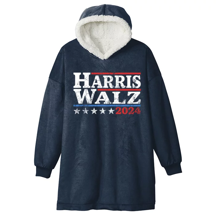 Harris Walz Waltz 2024 Vintage Style Kamala Harris Tim Walz Hooded Wearable Blanket