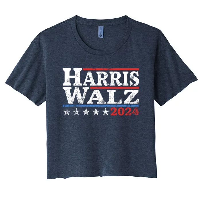 Harris Walz Waltz 2024 Vintage Style Kamala Harris Tim Walz Women's Crop Top Tee