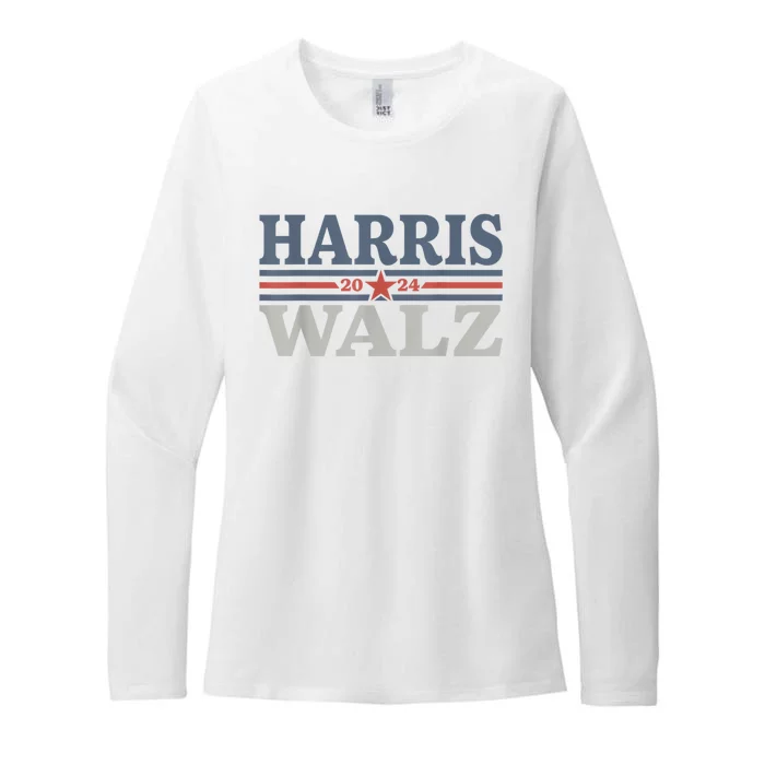 Harris Walz Waltz 2024 Vintage Style Kamala Harris Tim Walz Womens CVC Long Sleeve Shirt