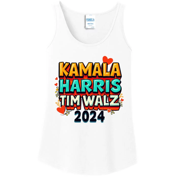 Harris Walz Waltz 2024 Vintage Style Kamala Harris Tim Walz Ladies Essential Tank