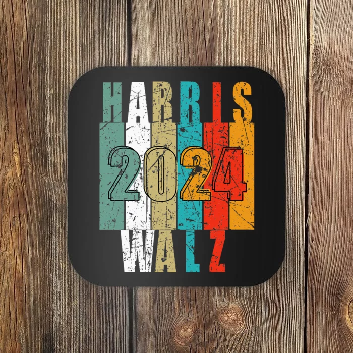 Harris Walz Waltz 2024 Vintage Retro Coaster