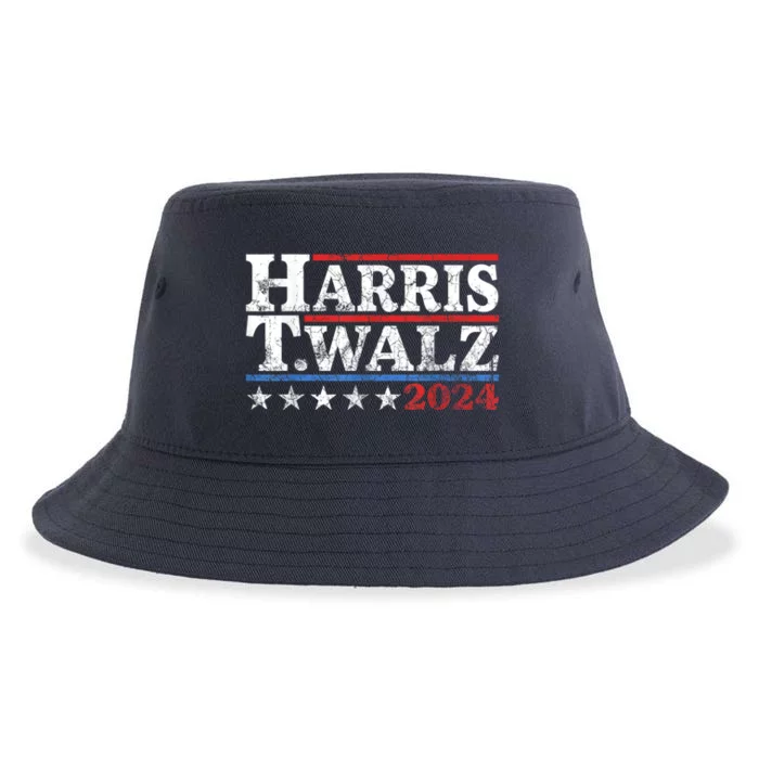 Harris Walz Waltz 2024 Vintage Style Kamala Harris Tim Walz Sustainable Bucket Hat