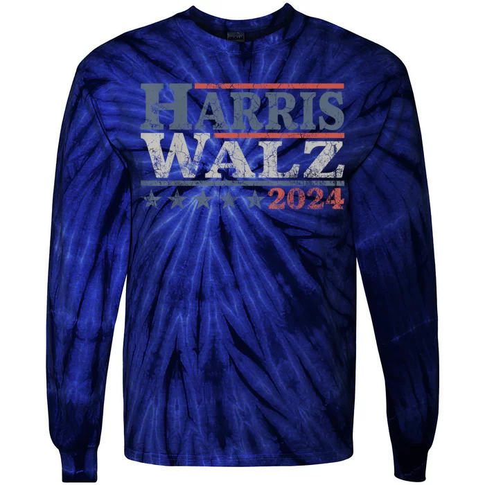 Harris Walz Waltz 2024 Vintage Style Kamala Harris Tim Walz Tie-Dye Long Sleeve Shirt