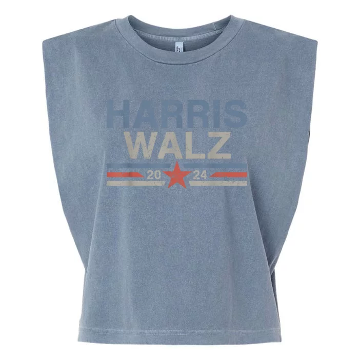 Harris Walz Waltz 2024 Vintage Style Kamala Harris Tim Walz Garment-Dyed Women's Muscle Tee