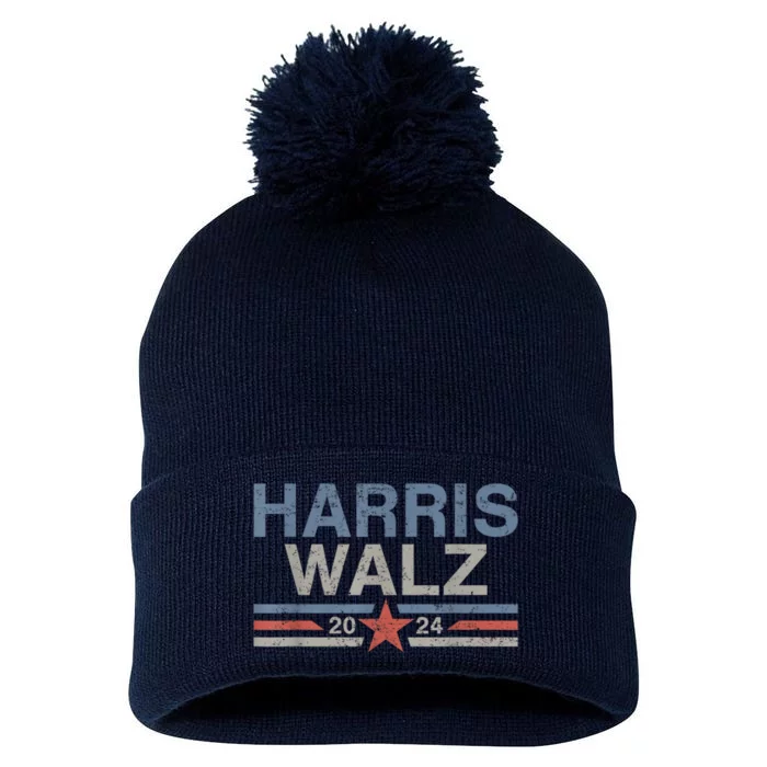 Harris Walz Waltz 2024 Vintage Style Kamala Harris Tim Walz Pom Pom 12in Knit Beanie