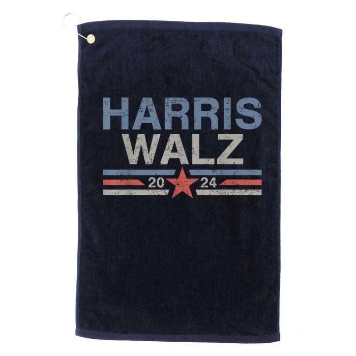 Harris Walz Waltz 2024 Vintage Style Kamala Harris Tim Walz Platinum Collection Golf Towel