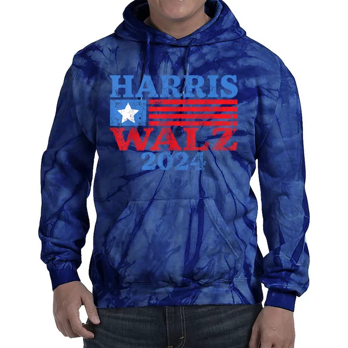 Harris Walz Waltz 2024 Vintage Style Kamala Harris Tim Walz Tie Dye Hoodie