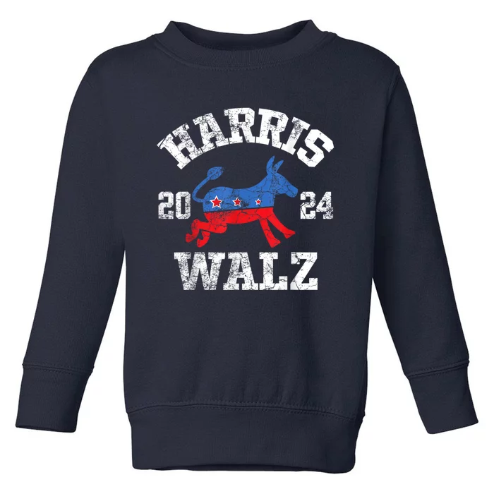 Harris Walz Waltz 2024 Vintage Style Kamala Harris Tim Walz Toddler Sweatshirt