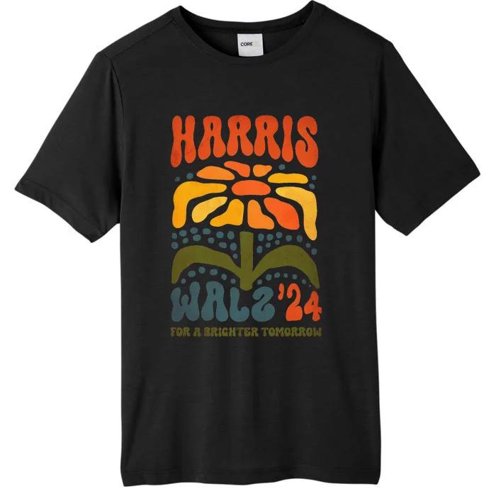 Harris Walz Waltz 2024 Retro Boho Vintage Groovy Flowers Gift ChromaSoft Performance T-Shirt