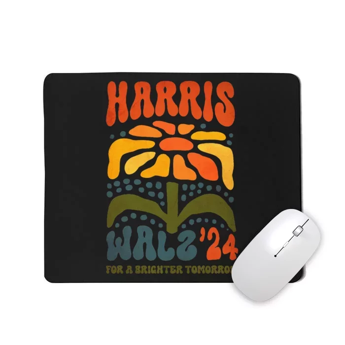 Harris Walz Waltz 2024 Retro Boho Vintage Groovy Flowers Gift Mousepad