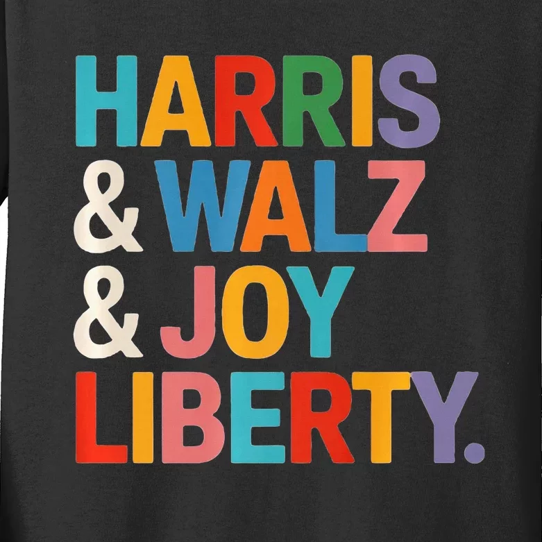 Harris Walz Waltz 2024 Harris Walz Joy Liberty Kids Long Sleeve Shirt