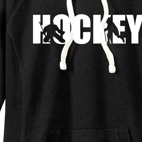 Hockey Word With Cut Out Silhouettes Women's Fleece Hoodie