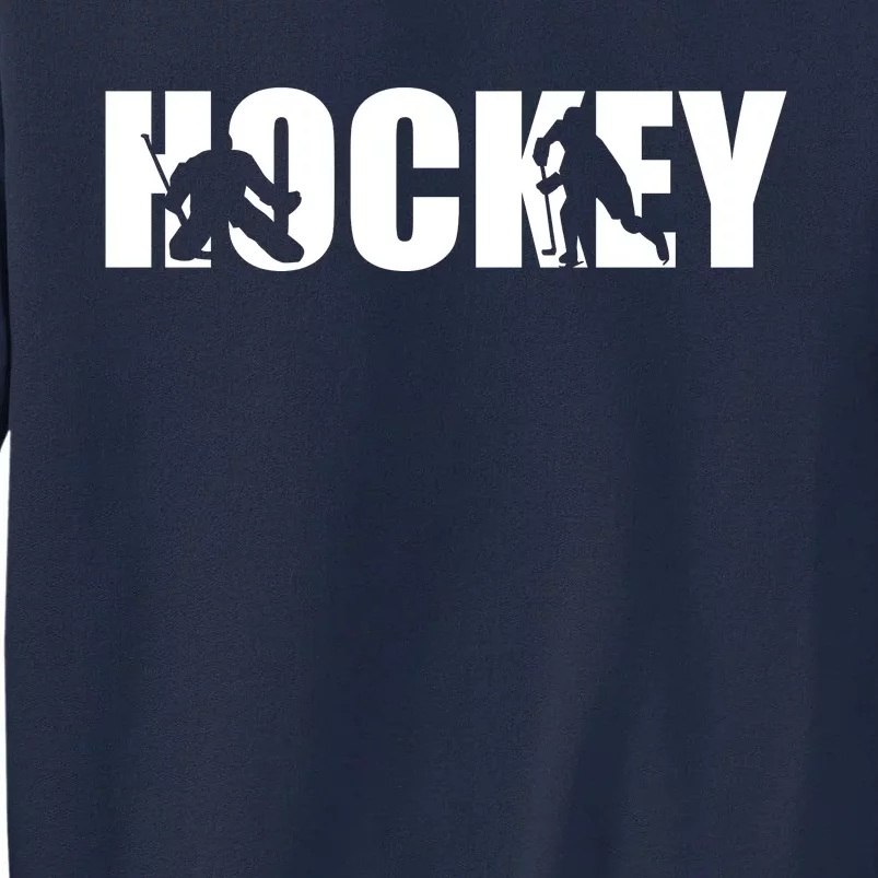 Hockey Word With Cut Out Silhouettes Tall Sweatshirt