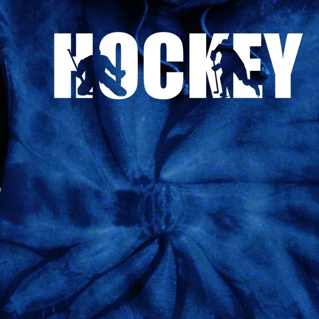 Hockey Word With Cut Out Silhouettes Tie Dye Hoodie