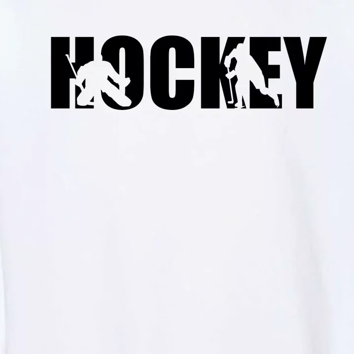 Hockey Word With Cut Out Silhouettes Garment-Dyed Sweatshirt