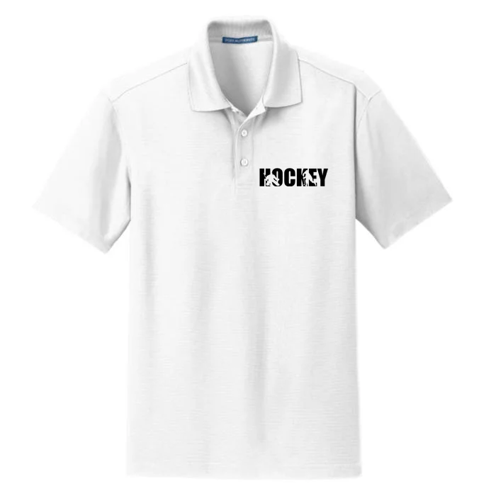 Hockey Word With Cut Out Silhouettes Dry Zone Grid Performance Polo