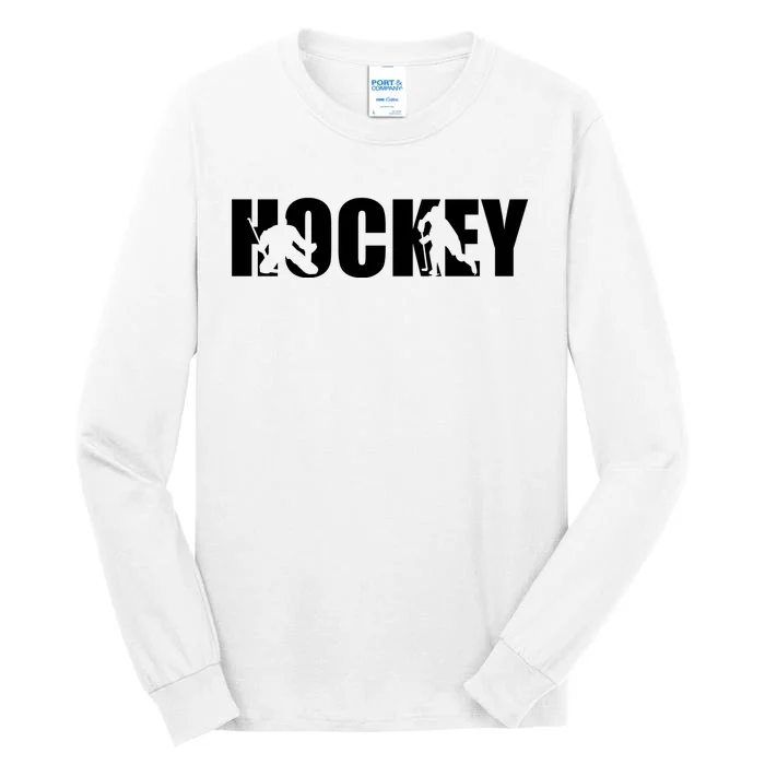 Hockey Word With Cut Out Silhouettes Tall Long Sleeve T-Shirt