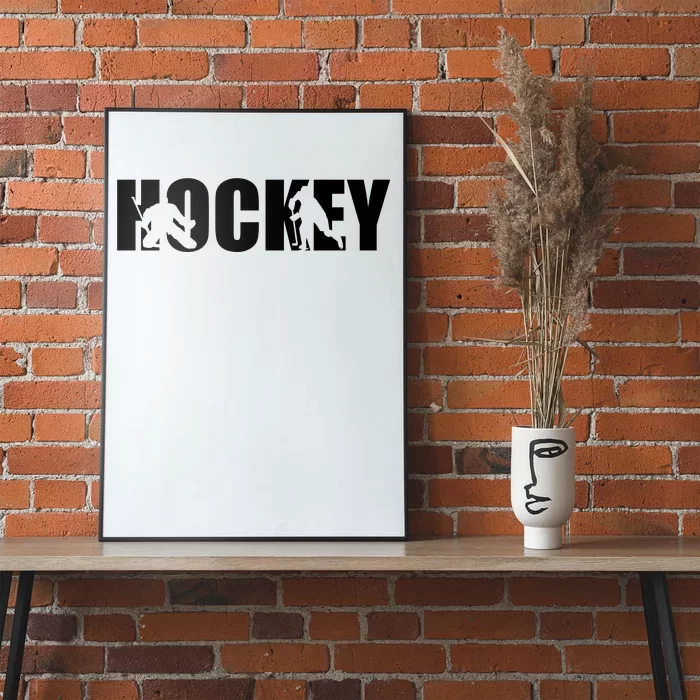 Hockey Word With Cut Out Silhouettes Poster