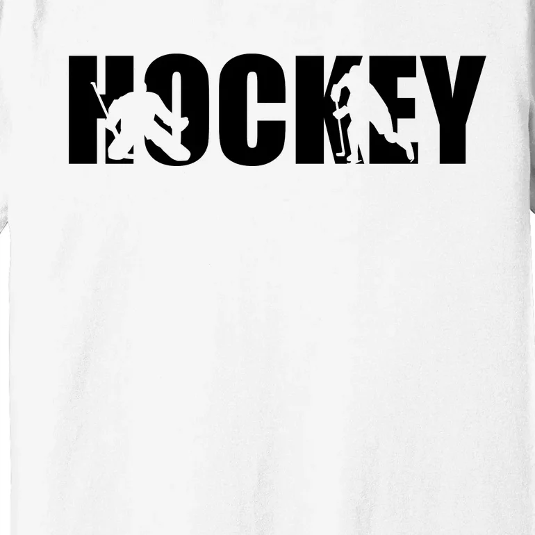 Hockey Word With Cut Out Silhouettes Premium T-Shirt