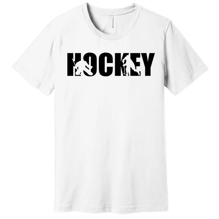 Hockey Word With Cut Out Silhouettes Premium T-Shirt