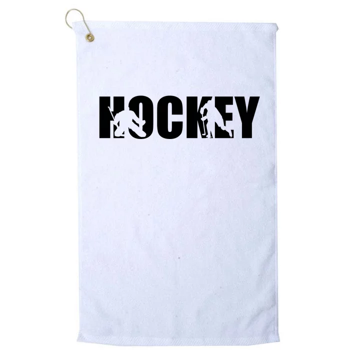 Hockey Word With Cut Out Silhouettes Platinum Collection Golf Towel