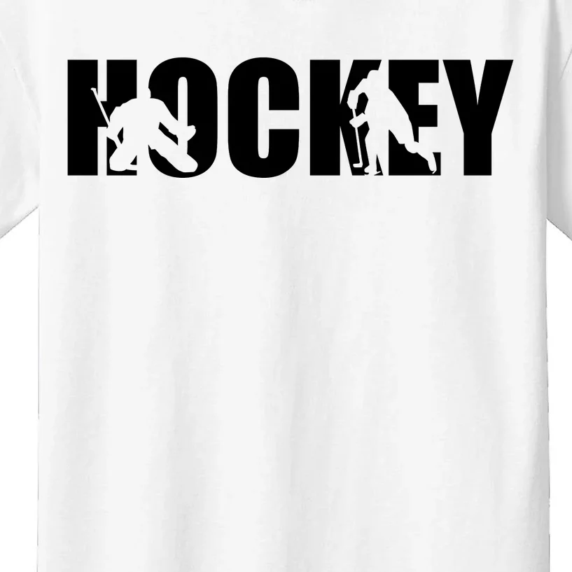 Hockey Word With Cut Out Silhouettes Kids T-Shirt