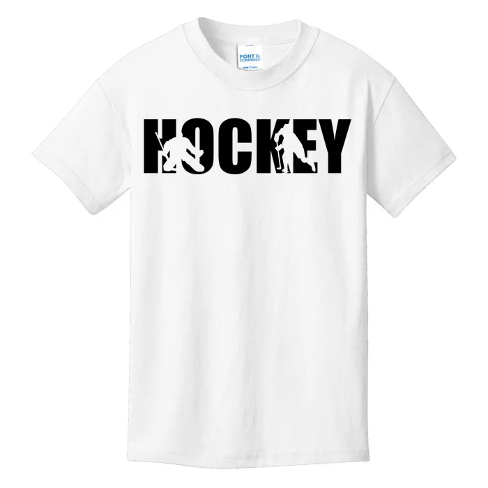 Hockey Word With Cut Out Silhouettes Kids T-Shirt