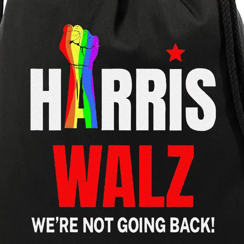 Harris Waltz We Are Not Going Back Lgbt Kamala Harris 2024 Drawstring Bag