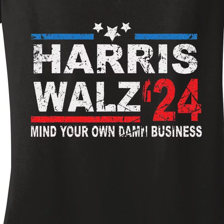 Harris Walz Waltz Mind Your Own Damn Business Women's V-Neck T-Shirt