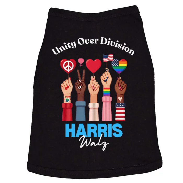 Harris Walz Waltz 2024 Unity Over Division Gift Doggie Tank