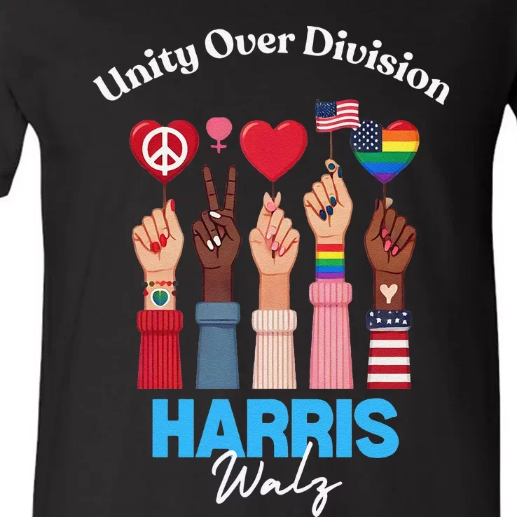 Harris Walz Waltz 2024 Unity Over Division Gift V-Neck T-Shirt