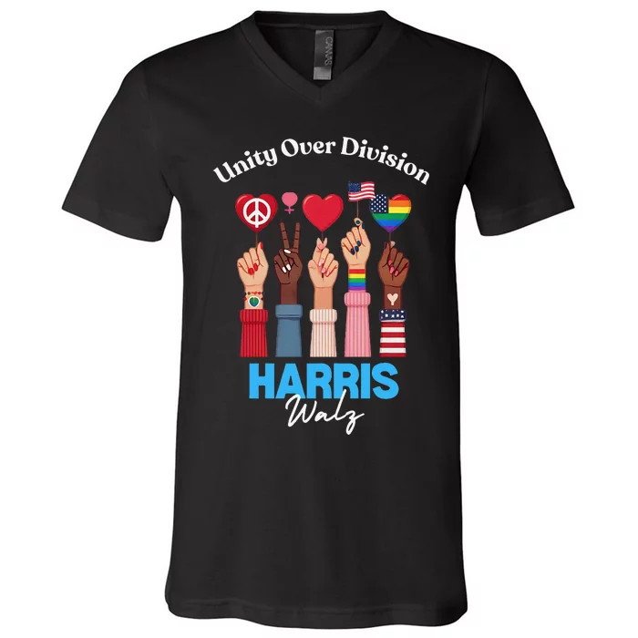 Harris Walz Waltz 2024 Unity Over Division Gift V-Neck T-Shirt