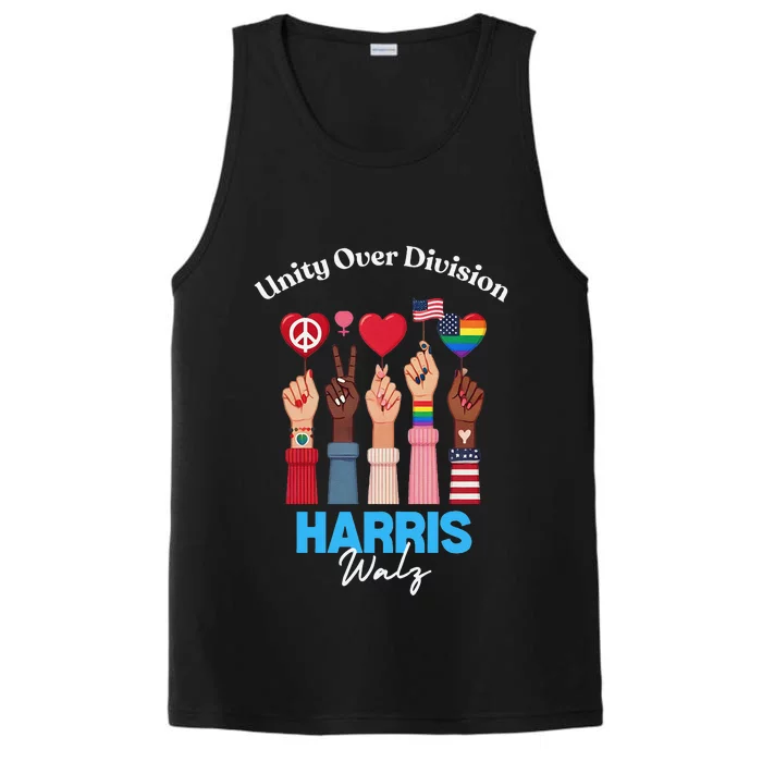 Harris Walz Waltz 2024 Unity Over Division Gift Performance Tank