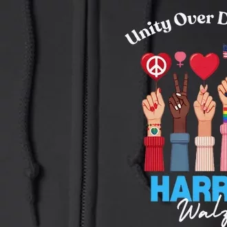 Harris Walz Waltz 2024 Unity Over Division Gift Full Zip Hoodie