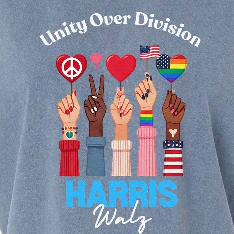 Harris Walz Waltz 2024 Unity Over Division Gift Garment-Dyed Women's Muscle Tee