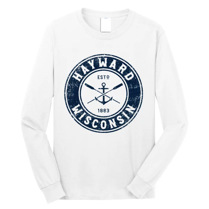 Hayward Wisconsin Wi Vintage Boat Anchor & Oars Long Sleeve Shirt