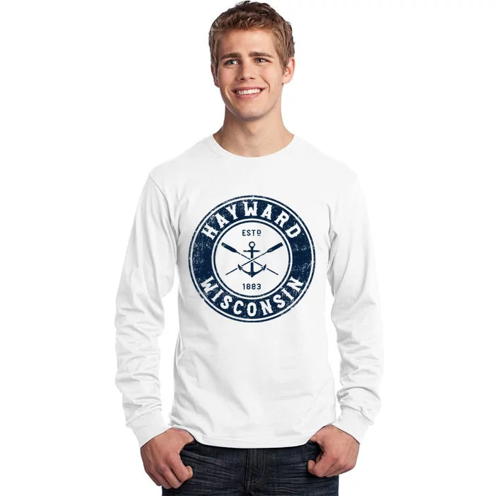 Hayward Wisconsin Wi Vintage Boat Anchor & Oars Tall Long Sleeve T-Shirt