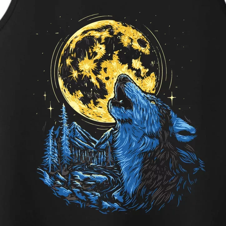 Howling Wolf Yellow Moon Performance Tank