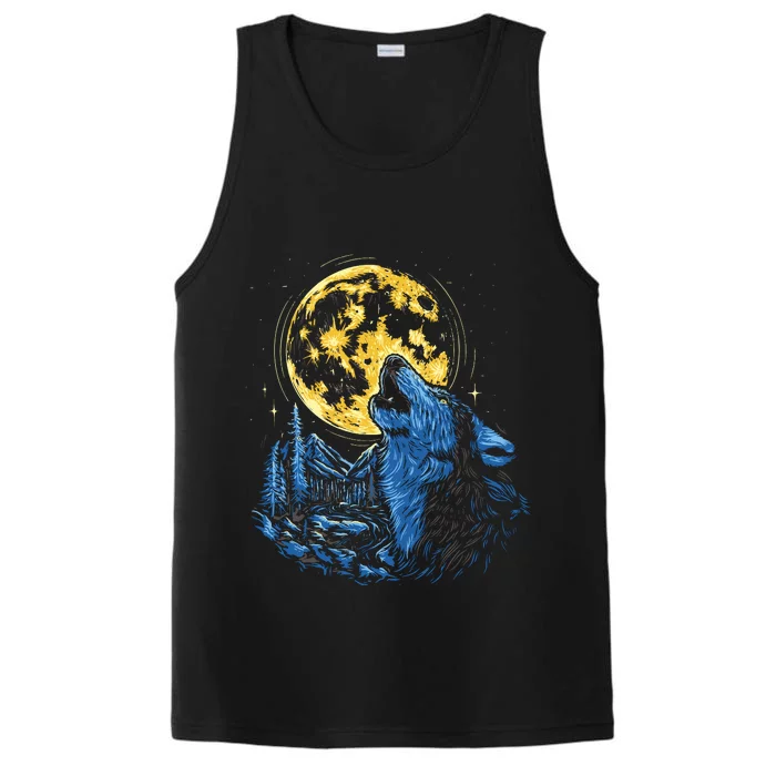 Howling Wolf Yellow Moon Performance Tank