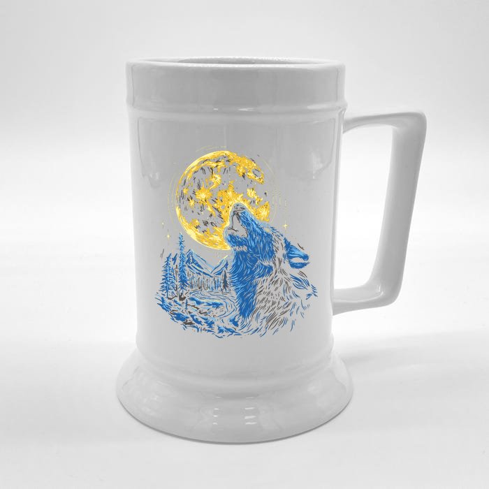 Howling Wolf Yellow Moon Front & Back Beer Stein