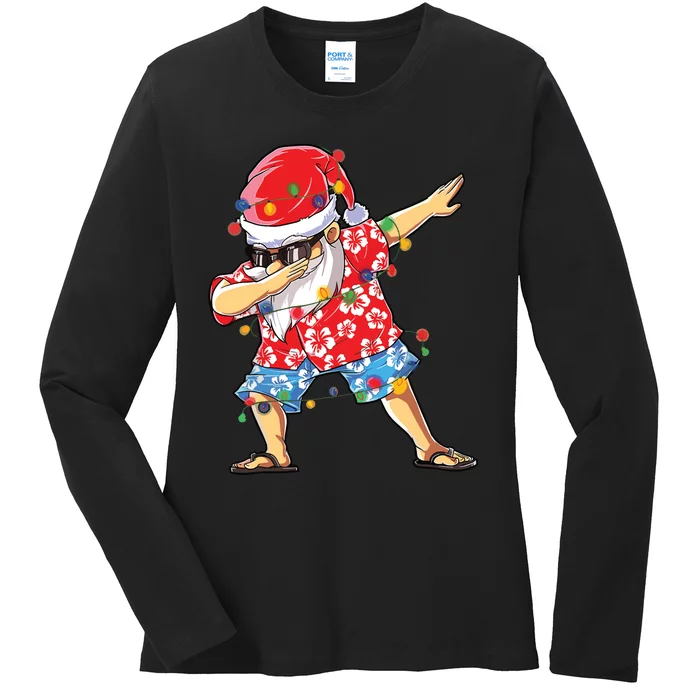 Hawaiian Xmas Dab Ladies Long Sleeve Shirt