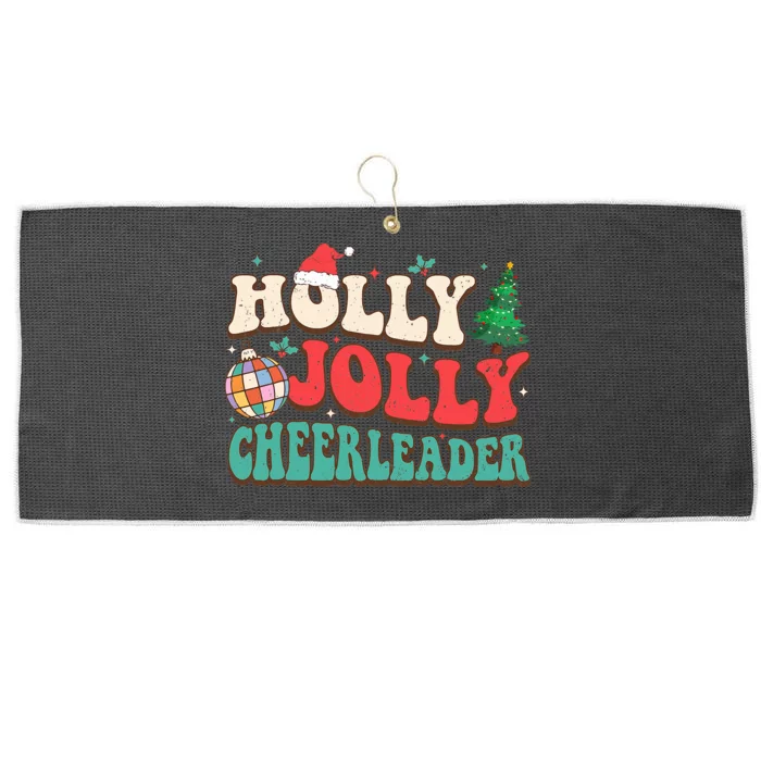 Holly Xmas Jolly Funny Christmas Cheerleader Disco Balls Large Microfiber Waffle Golf Towel