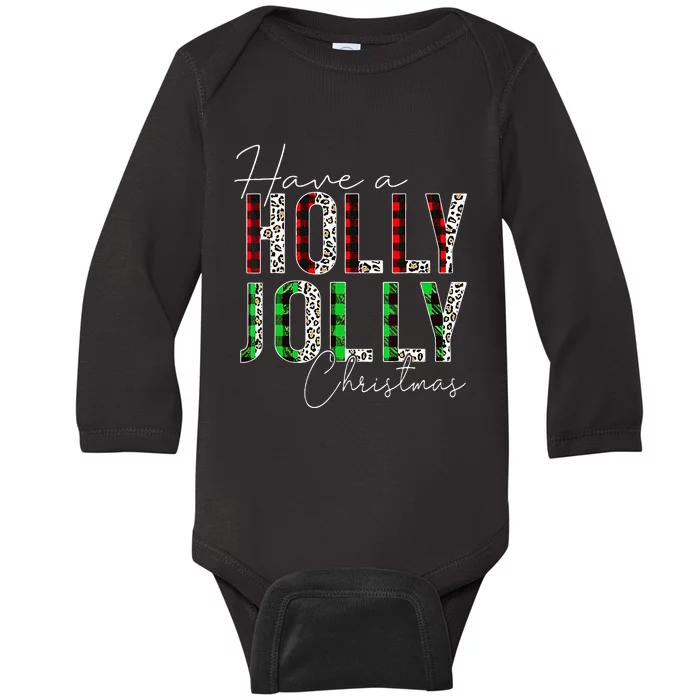 Holly Xmas Jolly Christmas Rainbow Festive Decor Baby Long Sleeve Bodysuit